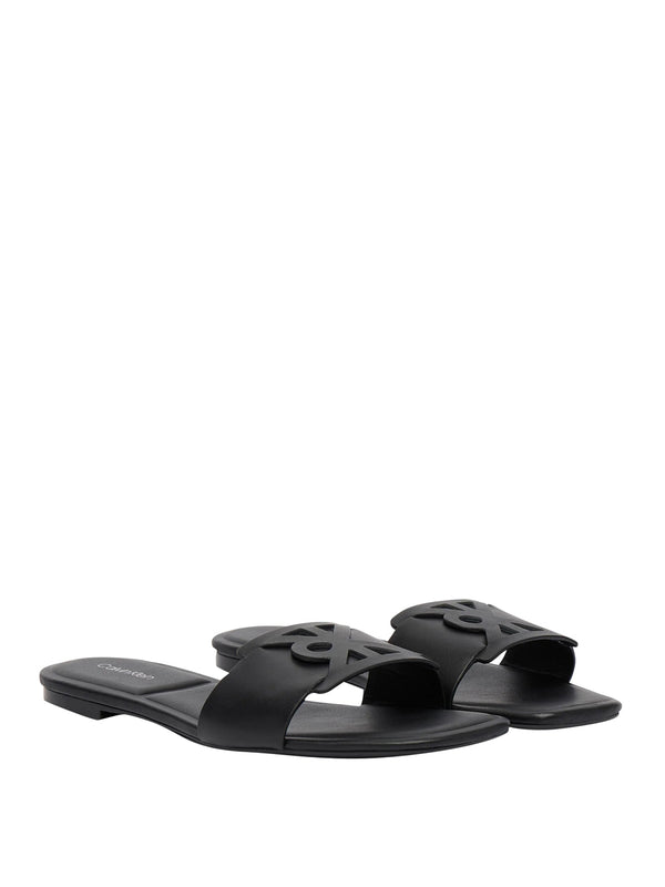 CALVIN CALZATURE 2USCITA Sandali Piatti Calvin Klein Emblem - Nero