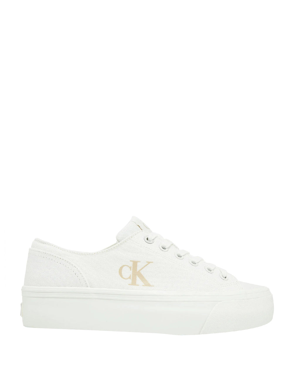 CALVIN CALZATURE 2USCITA Sneakers Calvin Klein In Tela Con Plateau E Logo - Bianco