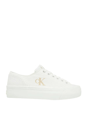 CALVIN CALZATURE 2USCITA Sneakers Calvin Klein In Tela Con Plateau E Logo - Bianco