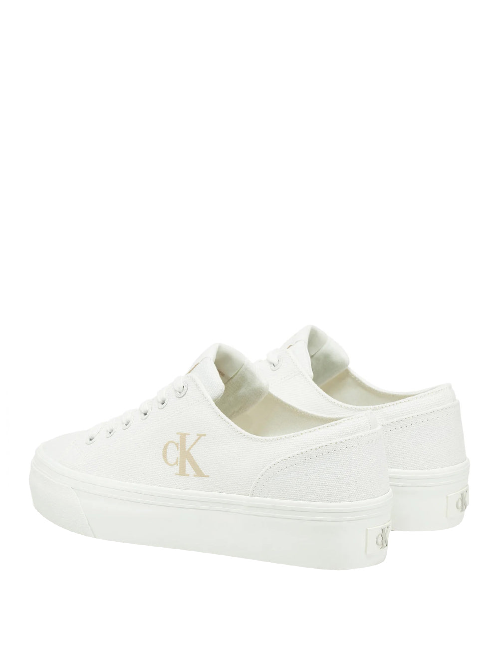 CALVIN CALZATURE 2USCITA Sneakers Calvin Klein In Tela Con Plateau E Logo - Bianco