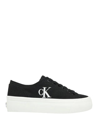 CALVIN CALZATURE 2USCITA Sneakers Calvin Klein In Tela Con Plateau E Logo - Nero