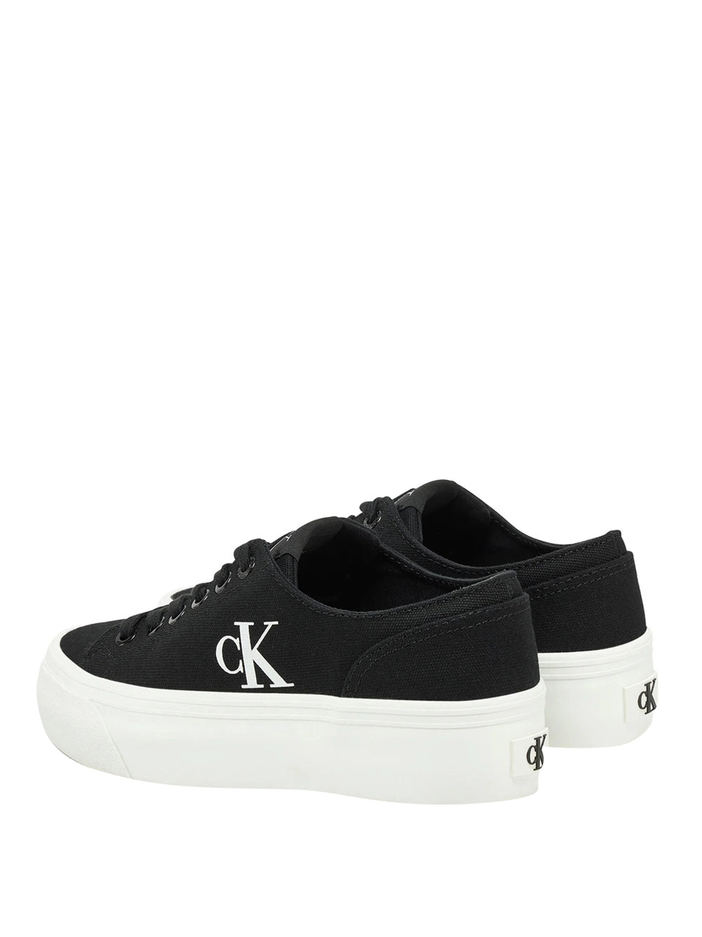 CALVIN CALZATURE 2USCITA Sneakers Calvin Klein In Tela Con Plateau E Logo - Nero