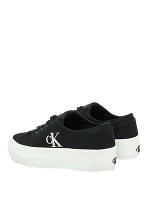 CALVIN CALZATURE 2USCITA Sneakers Calvin Klein In Tela Con Plateau E Logo - Nero