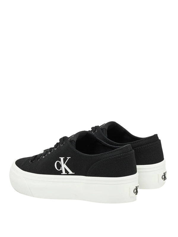 CALVIN CALZATURE 2USCITA Sneakers Calvin Klein In Tela Con Plateau E Logo - Nero
