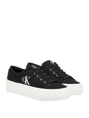 CALVIN CALZATURE 2USCITA Sneakers Calvin Klein In Tela Con Plateau E Logo - Nero