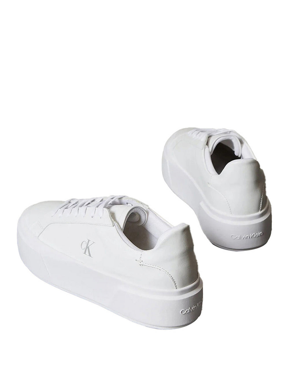 Calvin Klein Sneaker Calvin Klein Con Platform In Pelle Con Logo - Bianco