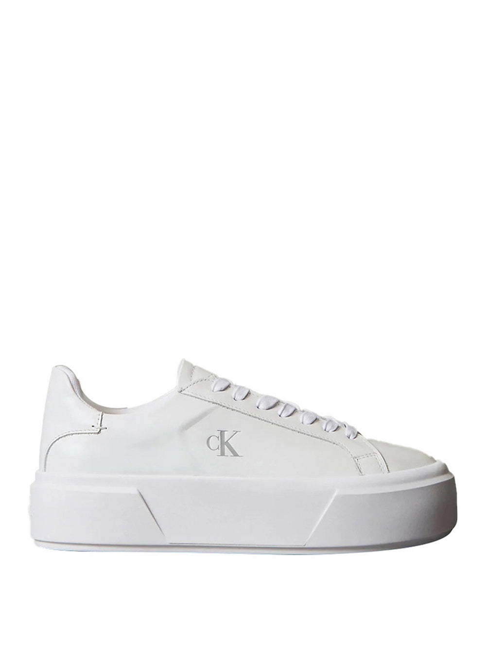Calvin Klein Sneaker Calvin Klein Con Platform In Pelle Con Logo - Bianco