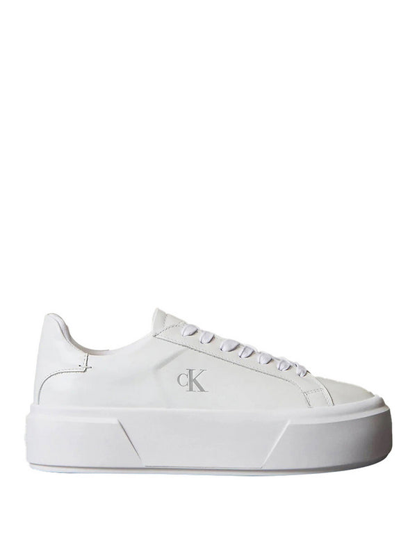 Calvin Klein Sneaker Calvin Klein Con Platform In Pelle Con Logo - Bianco