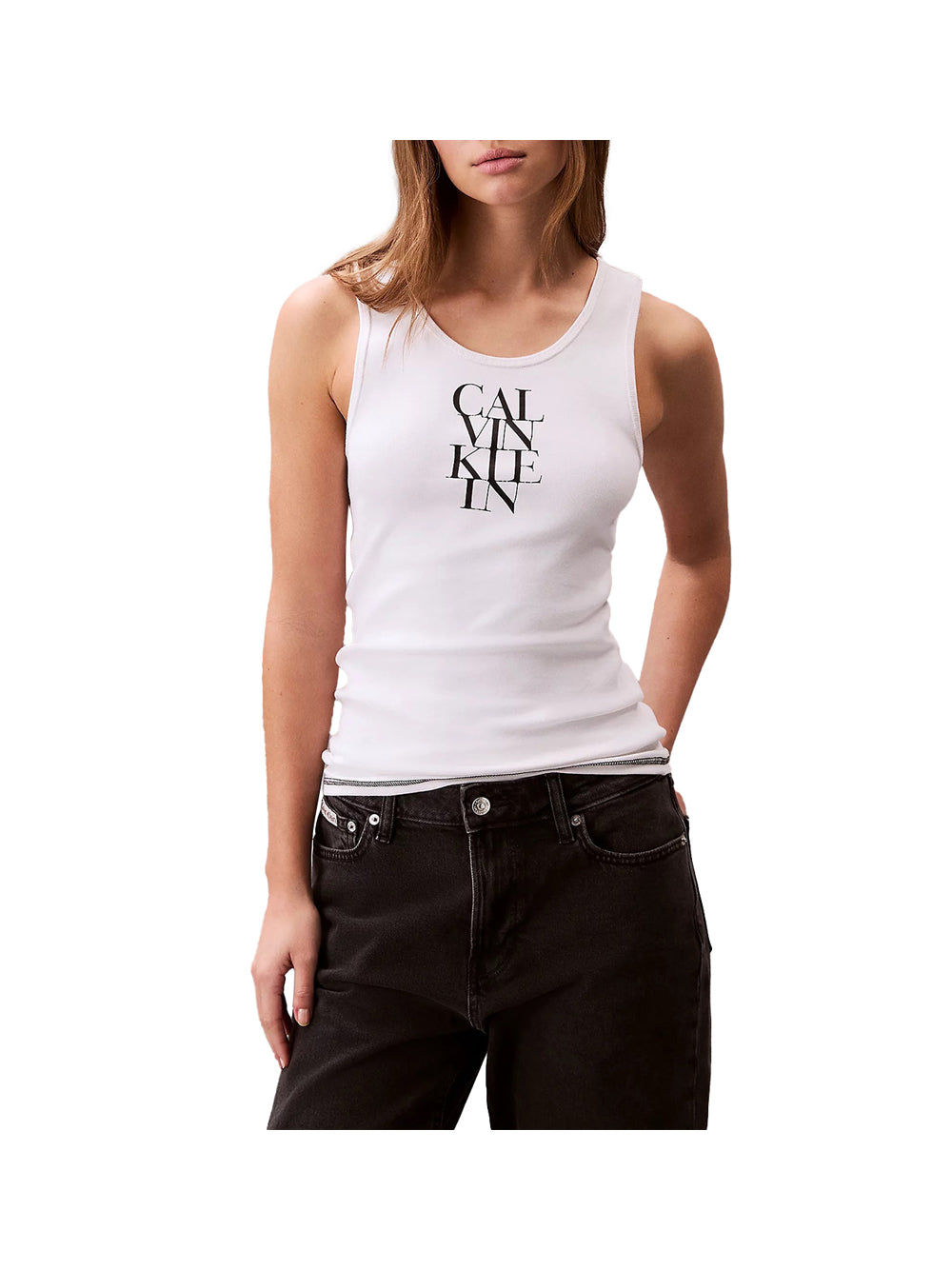 CALVIN2 1USCITA Top Sl Cotton Rib Solid - Bianco