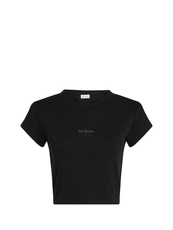 CALVIN2 1USCITA T-Shirt Monogram Baby Tee Donna - Nero