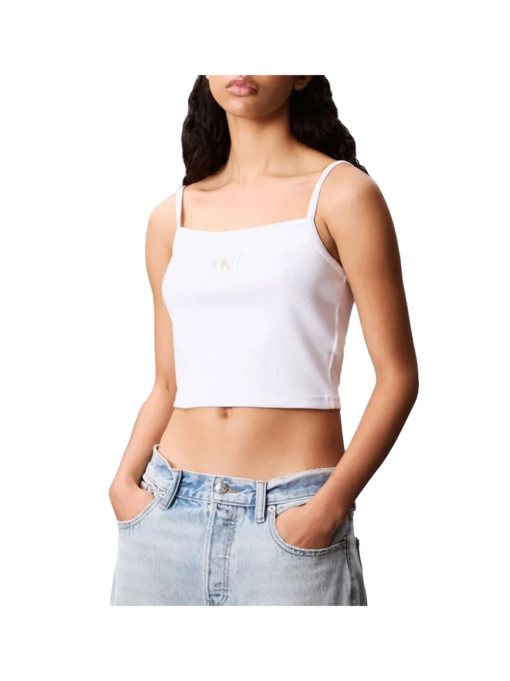 CALVIN2 1USCITA Top A- Woven Label Rib C - Bianco