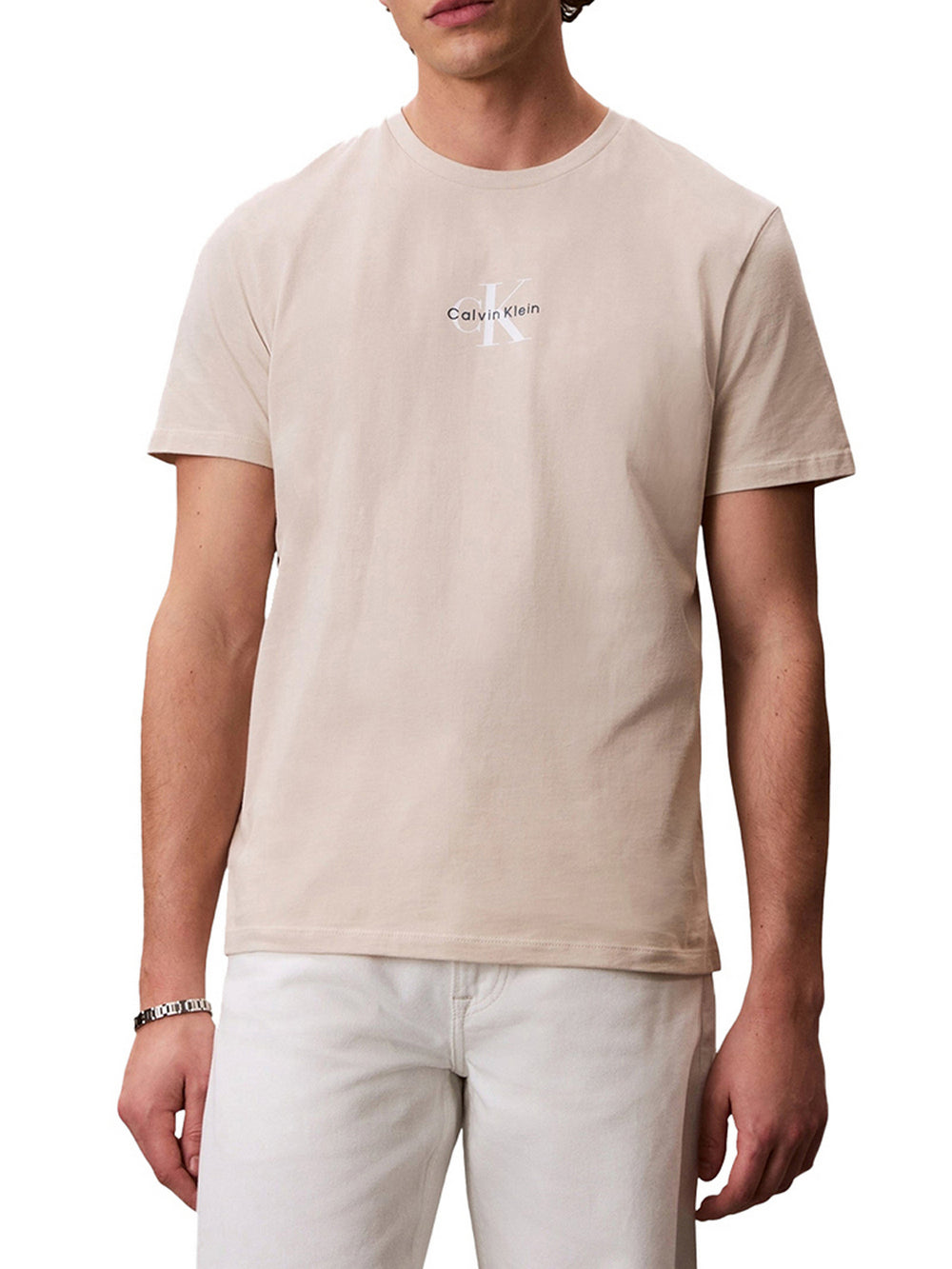 Calvin Klein T-Shirt Calvin Klein Con Monogramma Logo - Beige