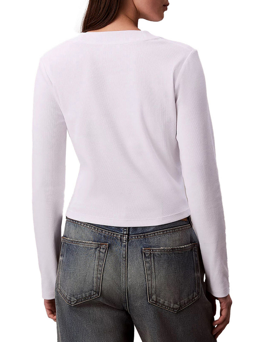 Calvin Klein T-shirt Calvin Klein A Maniche Lunghe - Bianco