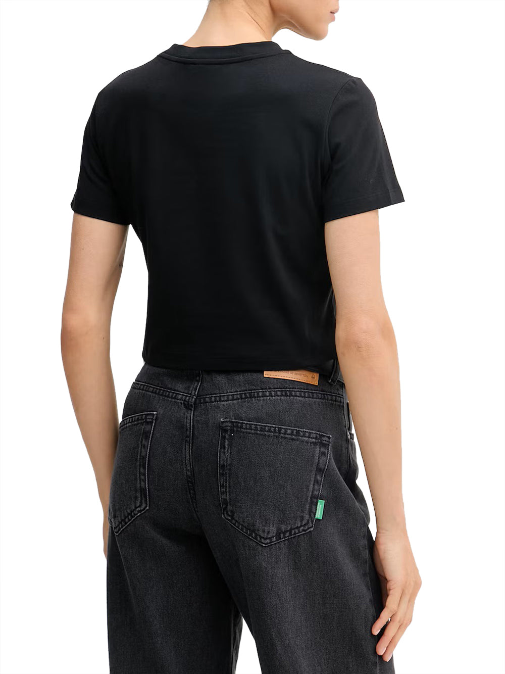 CALVIN2 2USCITA T-Shirt Calvin Klein Logo Cropped - Nero
