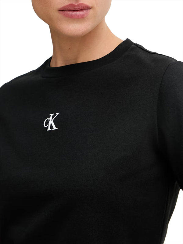CALVIN2 2USCITA T-Shirt Calvin Klein Logo Cropped - Nero