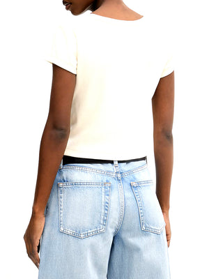 CALVIN2 2USCITA T-Shirt Calvin Klein A- Woven Label - Bianco