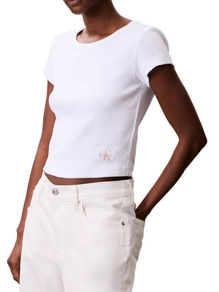 Calvin Klein T-Shirt A- Woven Label 2X2 R - Bianco