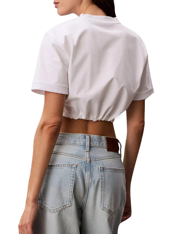 CALVIN2 2USCITA T-Shirt Calvin Klein Ss Cooling Jrsy Tie Waist Crop t Bianco