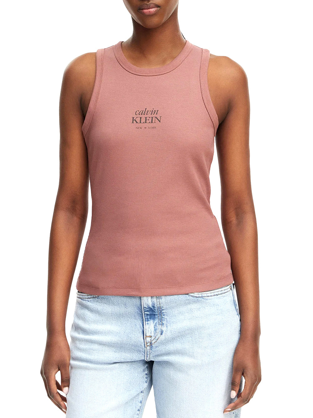 CALVIN2 2USCITA Canotta Calvin Klein In Cotone A Costine Sllim - Marrone