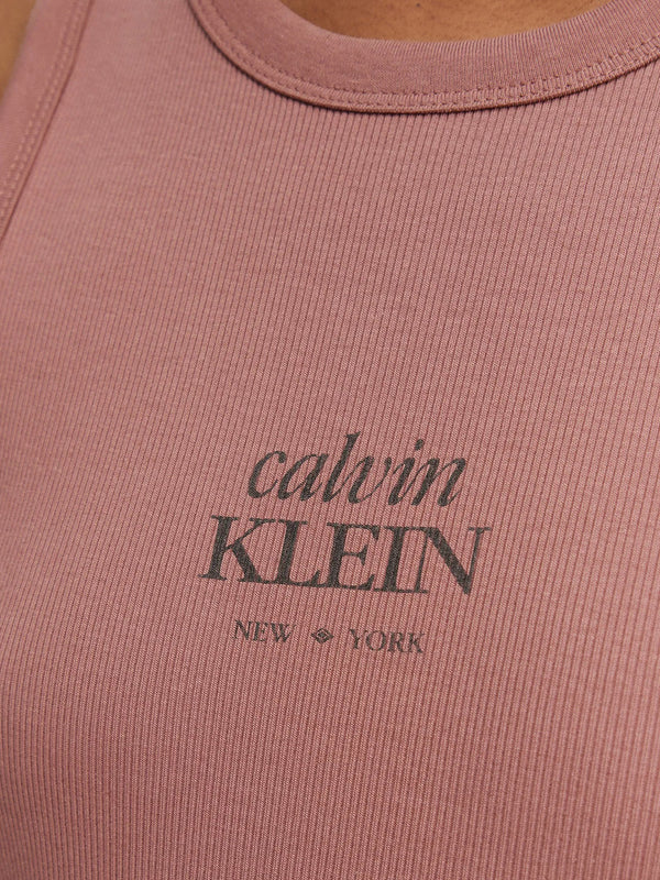 CALVIN2 2USCITA Canotta Calvin Klein In Cotone A Costine Sllim - Marrone