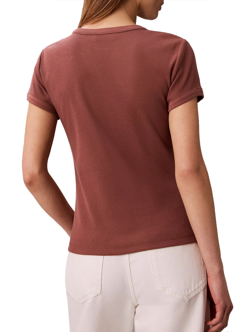 CALVIN2 2USCITA T-Shirt Calvin Klein Ss 2X2 Baby Rib Logo - Marrone
