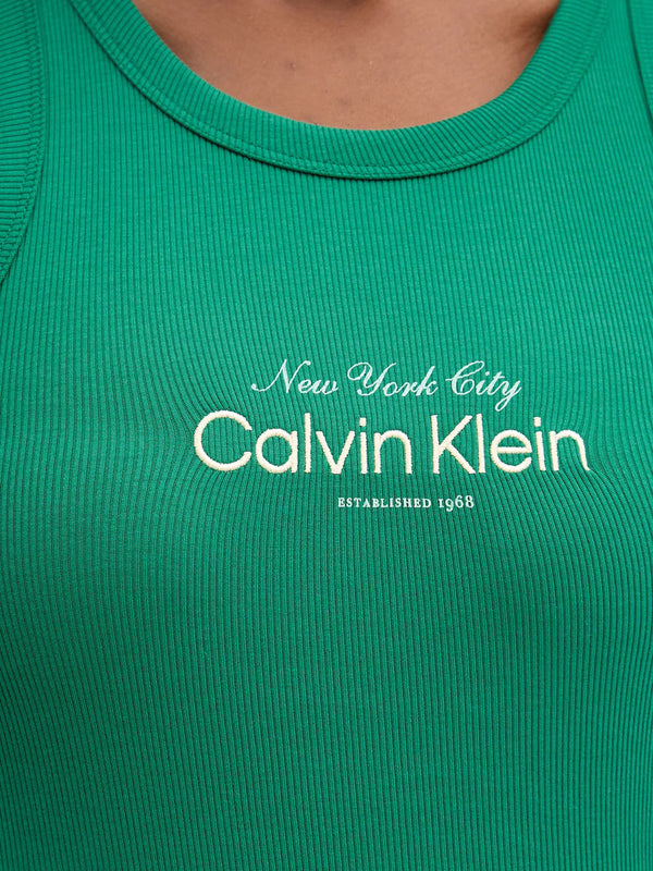 CALVIN2 2USCITA Canotta Calvin Klein In Cotone A Costine Slim - Verde