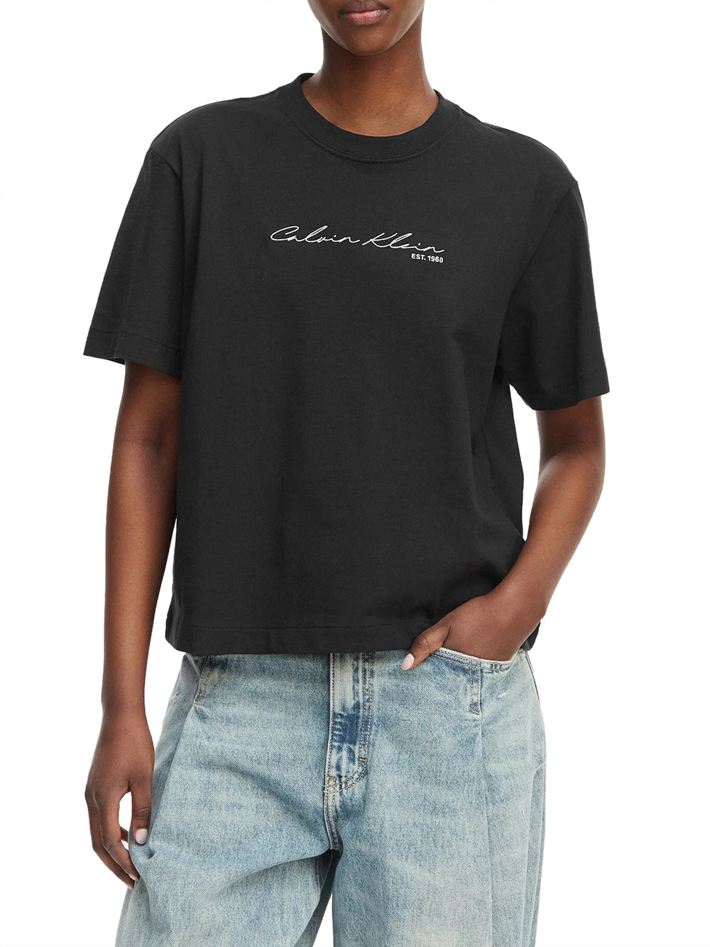 CALVIN2 2USCITA T-Shirt Calvin Klein Ss Graphic Boxy Tee - Nero