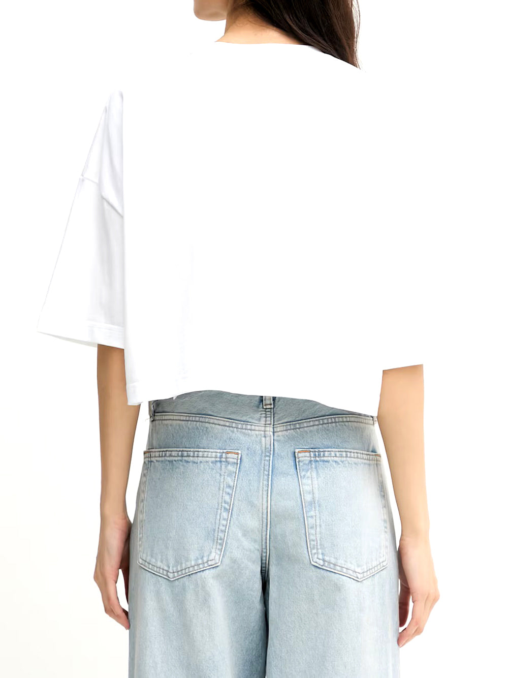 CALVIN2 2USCITA T-Shirt Calvin Klein Boxy Crop Monologo - Bianco
