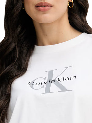 CALVIN2 2USCITA T-Shirt Calvin Klein Boxy Crop Monologo - Bianco