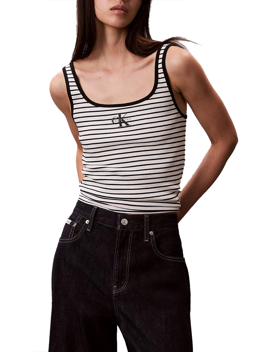 CALVIN2 2USCITA Canotta A Costine Con Scollo Rotondo - Nero