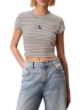 CALVIN2 2USCITA T-Shirt Calvin Klein Striped Monologo Bab Nero