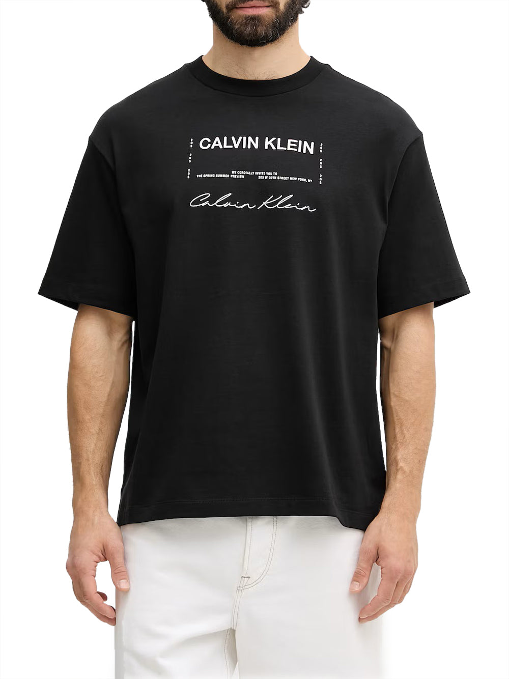 CALVIN2 2USCITA T-Shirt Calvin Klein Logo Frontale - Nero