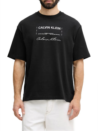 CALVIN2 2USCITA T-Shirt Calvin Klein Logo Frontale - Nero