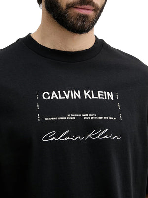 CALVIN2 2USCITA T-Shirt Calvin Klein Logo Frontale - Nero