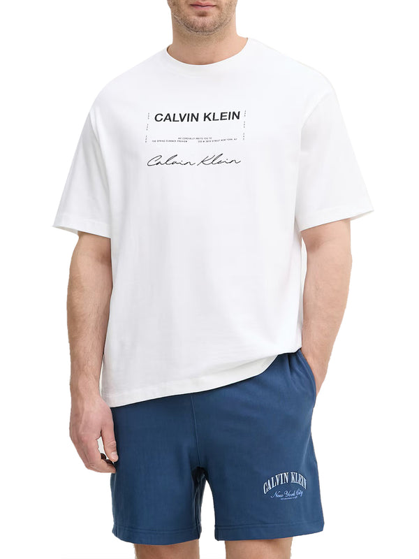 CALVIN2 2USCITA T-Shirt Calvin Klein Logo Frontale - Bianco
