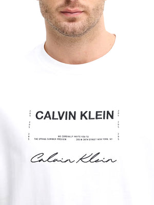 CALVIN2 2USCITA T-Shirt Calvin Klein Logo Frontale - Bianco