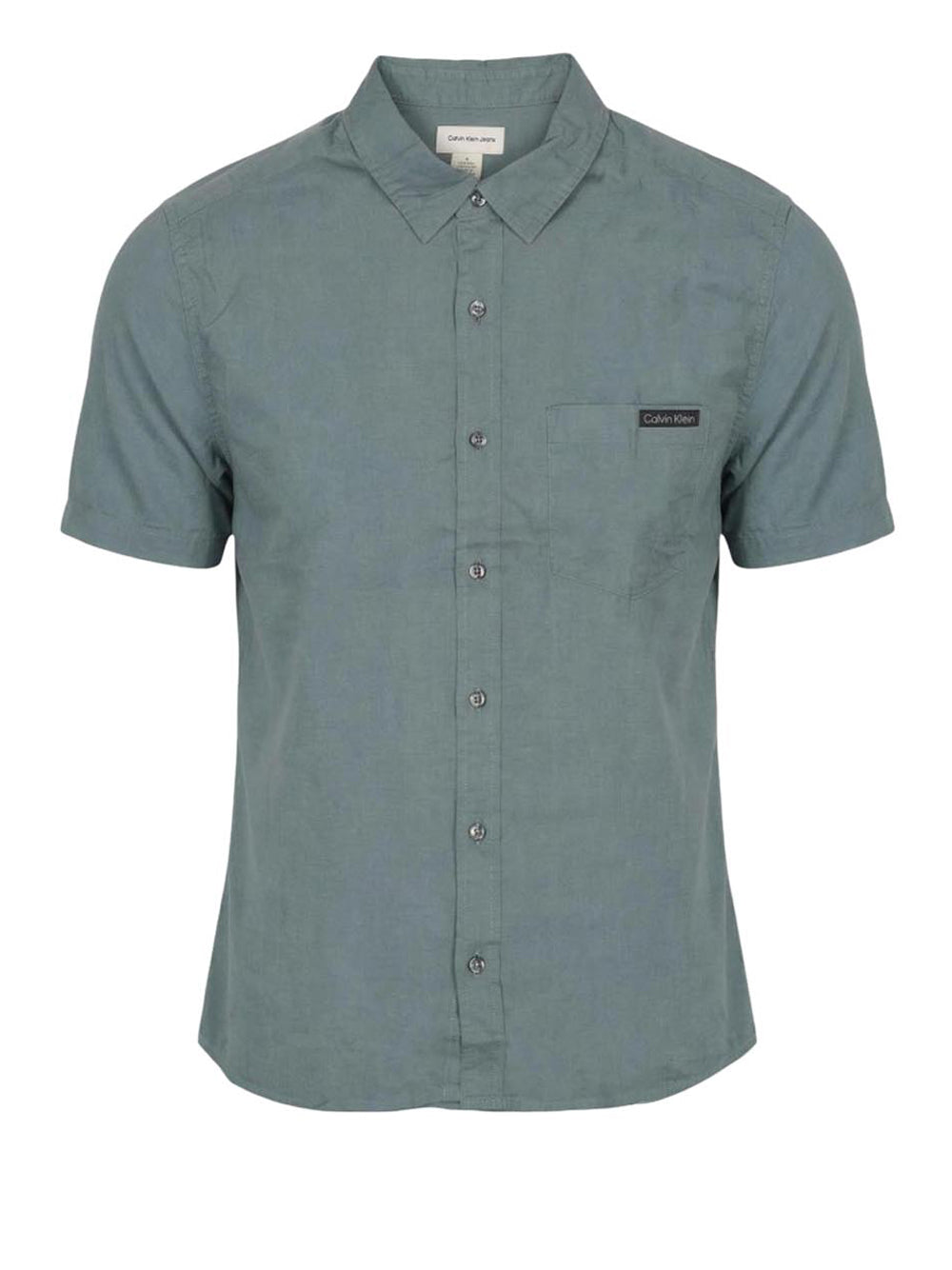 CALVIN2 2USCITA Camicia Calvin Klein Ss Solid Causal Line Petrolio