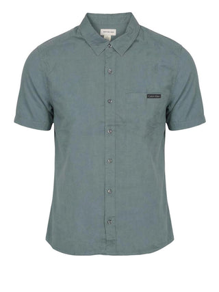 CALVIN2 2USCITA Camicia Calvin Klein Ss Solid Causal Line Petrolio