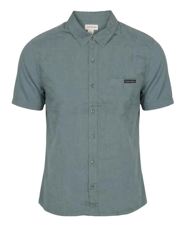 CALVIN2 2USCITA Camicia Calvin Klein Ss Solid Causal Line Petrolio