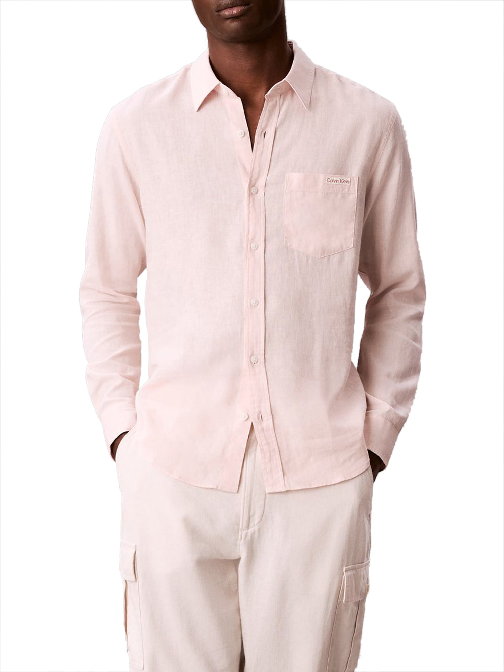 CALVIN2 2USCITA Camicia Calvin Klein In Tinta Unita - Pesca
