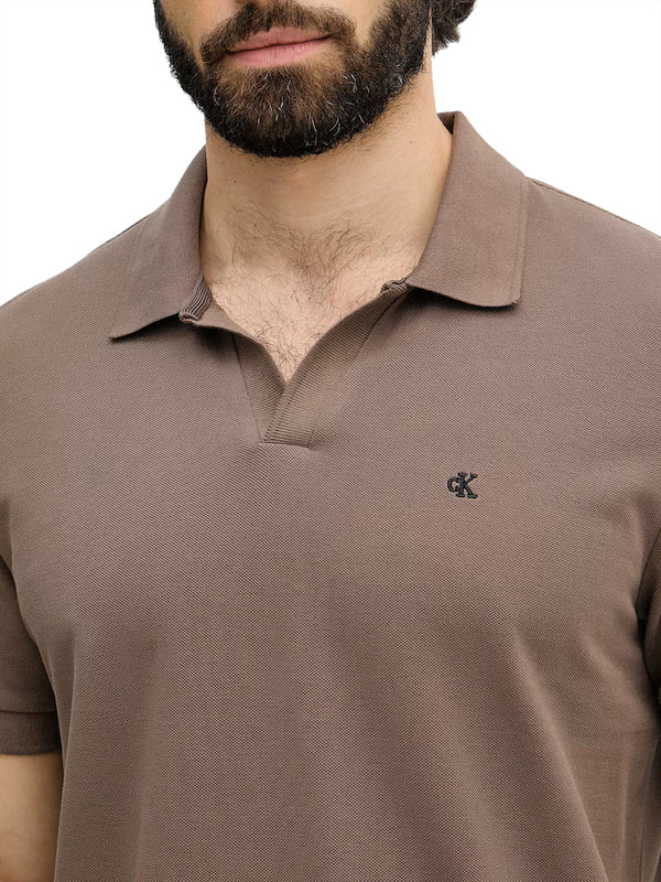 CALVIN2 2USCITA Polo Calvin Klein In Piqué Di Cotone Con Colletto Aperto Marrone