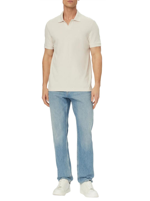 CALVIN2 2USCITA Polo Calvin Klein Ss Open Collar Casual White Sand