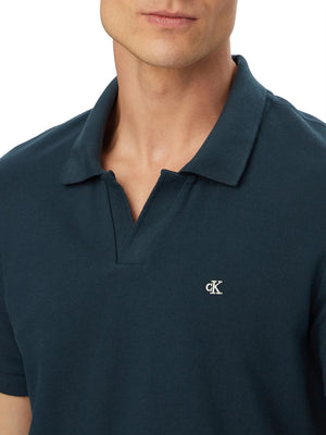 CALVIN2 2USCITA Polo Calvin Klein In Piqué Di Cotone Con Colletto Aperto Navy