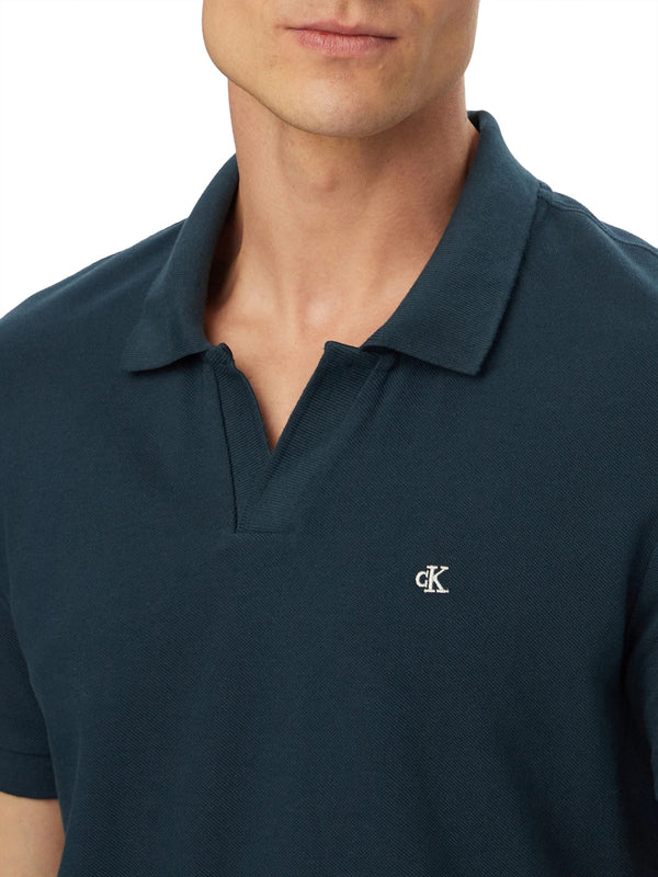 CALVIN2 2USCITA Polo Calvin Klein In Piqué Di Cotone Con Colletto Aperto Navy
