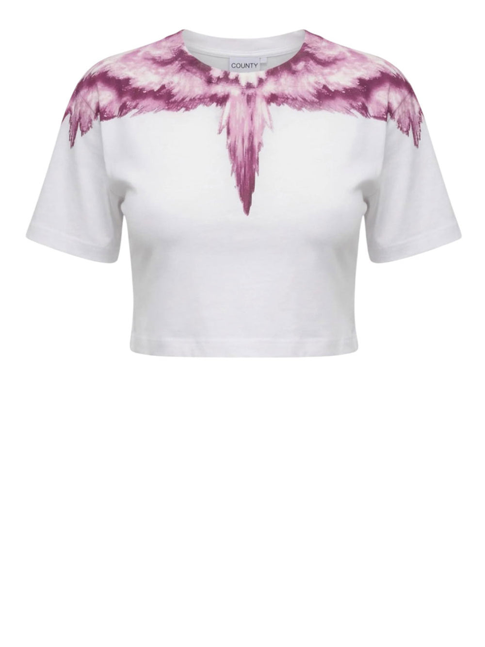 COUNTY OF MILAN T-Shirt Crop Marcelo Burlon In Jersey - Bianco/Rosa