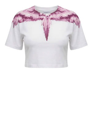 COUNTY OF MILAN T-Shirt Crop Marcelo Burlon In Jersey - Bianco/Rosa