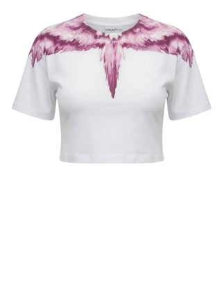 COUNTY OF MILAN T-Shirt Crop Marcelo Burlon In Jersey - Bianco/Rosa