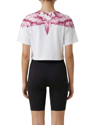 COUNTY OF MILAN T-Shirt Crop Marcelo Burlon In Jersey - Bianco/Rosa