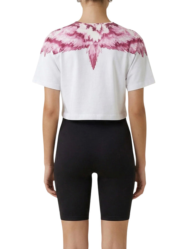 COUNTY OF MILAN T-Shirt Crop Marcelo Burlon In Jersey - Bianco/Rosa