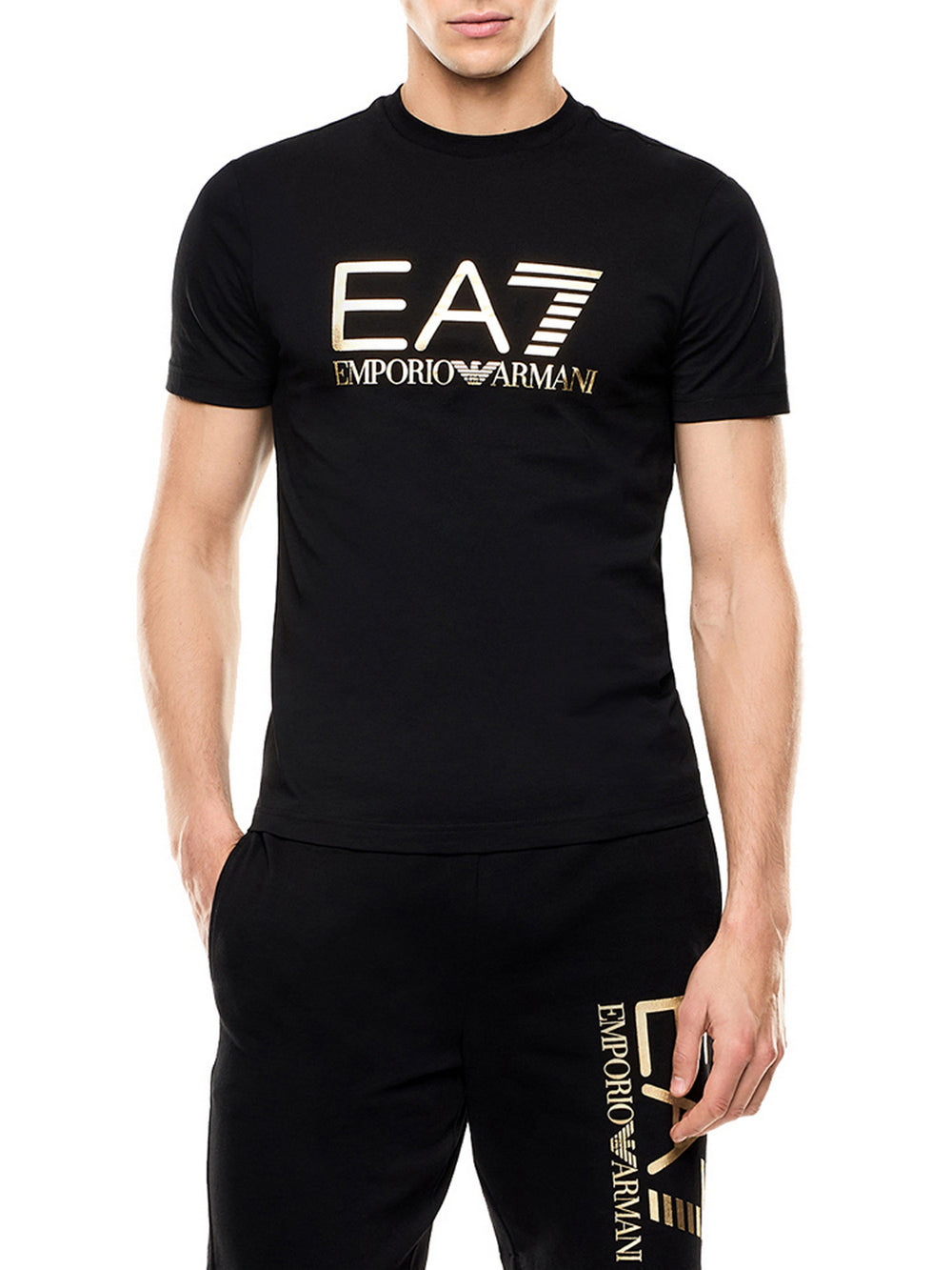 Ea7 T-Shirt Ea7 Core Identity In Jersey - Nero/Oro